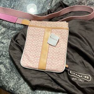 Coach Pink and Tan Signature Crossbody